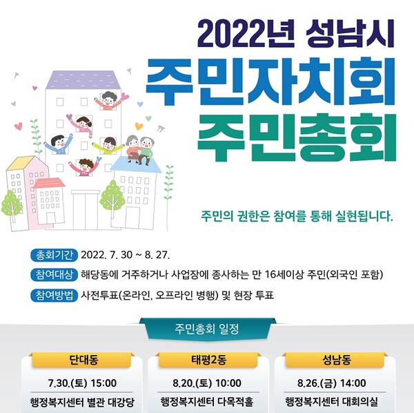 성남시, 6개 동 주민자치회... 주민총회 개최