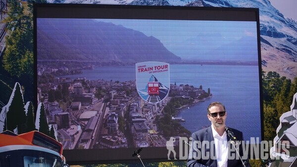 ▲ ‘스위스 그랜드 트레인 투어(Grand Train Tour of Switzerland)’ 캠페인의 새로운 영상이 소개되고 있다. ⓒ디스커버리뉴스 정기환 기자
